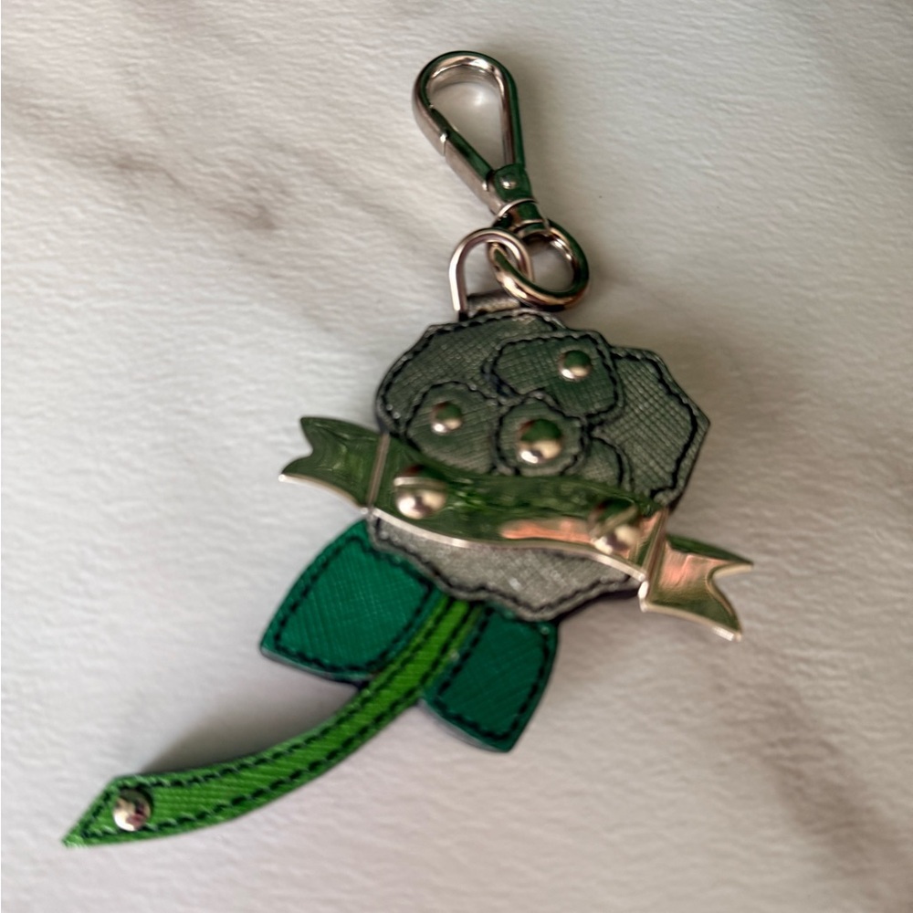 Prada Silver and Green Floral Bag Charm Authentic - Picture 4 of 4